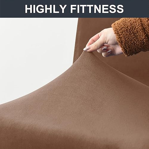 Miniatura 4 de SONNACH Fundas de terciopelo para sillas de pub, extraíbles y elásticas para taburete de mostrador (2, marrón)