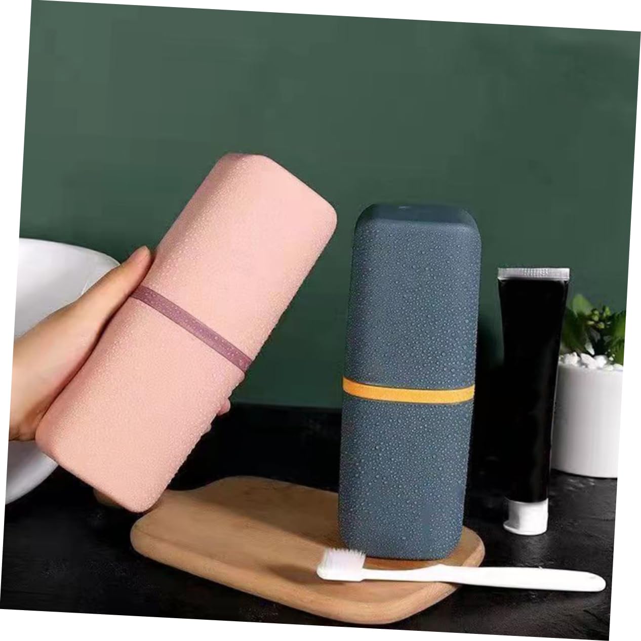 STOBAZA Caja De Cepillo De Dientes Portátil De Estuche De Almacenamiento para Pasta De Dientes Y Cepillo para Y Uso Casa Colores Pastel 4 Piezas X 4