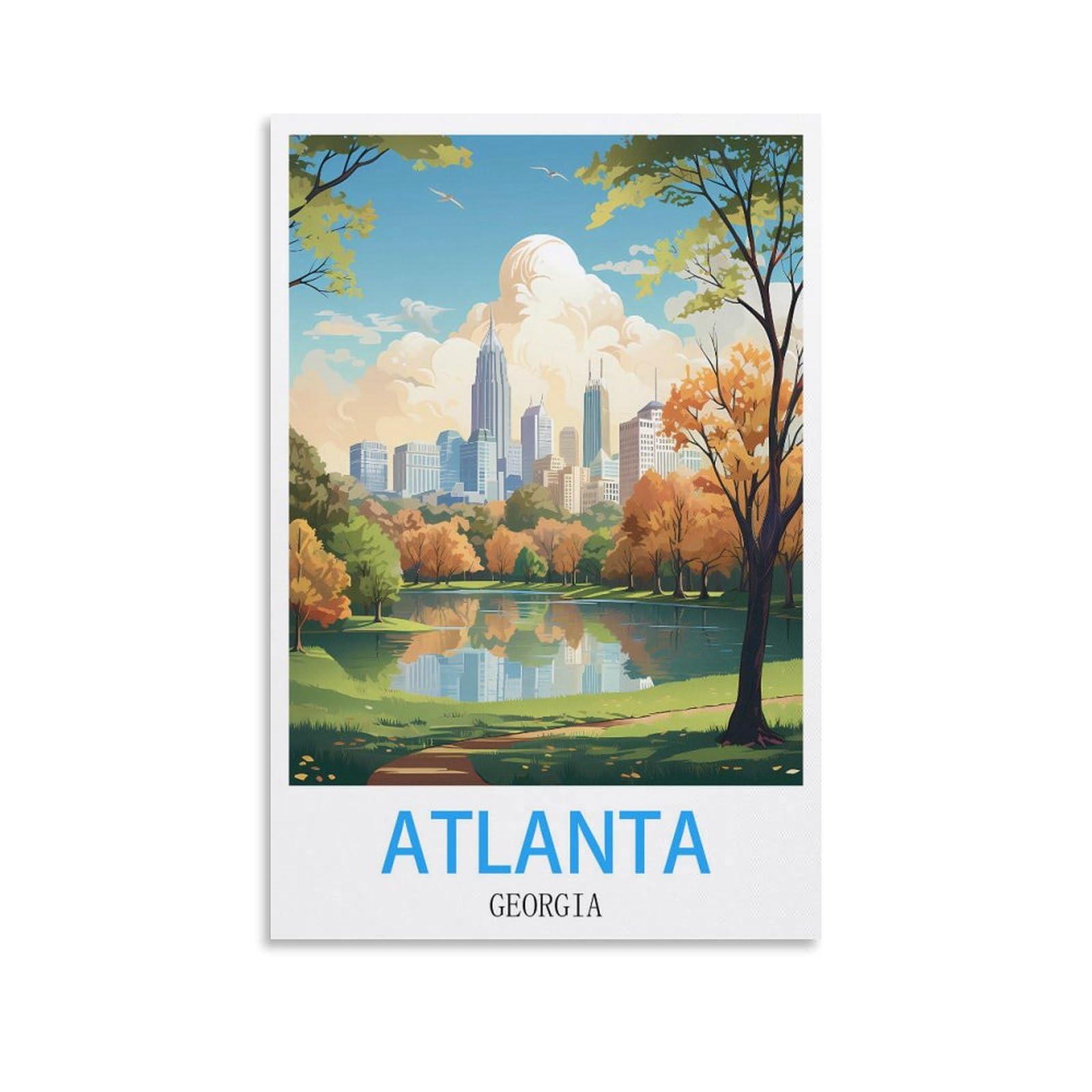 Vintage Metal Tin Sign,Atlanta Georgia,Vintage Tin Sign Metal Retro Art Wall Poster for Home Club Garden Decor 15x30cm