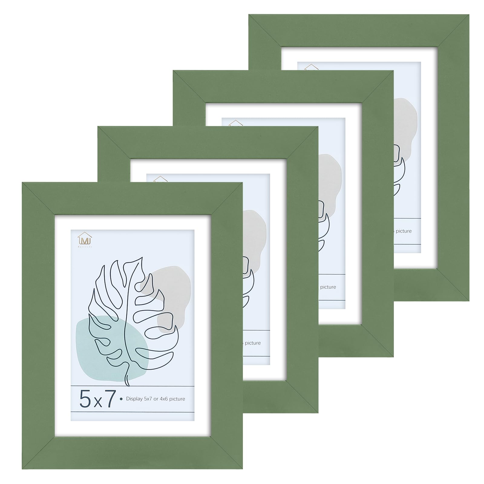 Muzilife 5x7 Wood Picture Frame - Flat Profile - Set of 4 - for