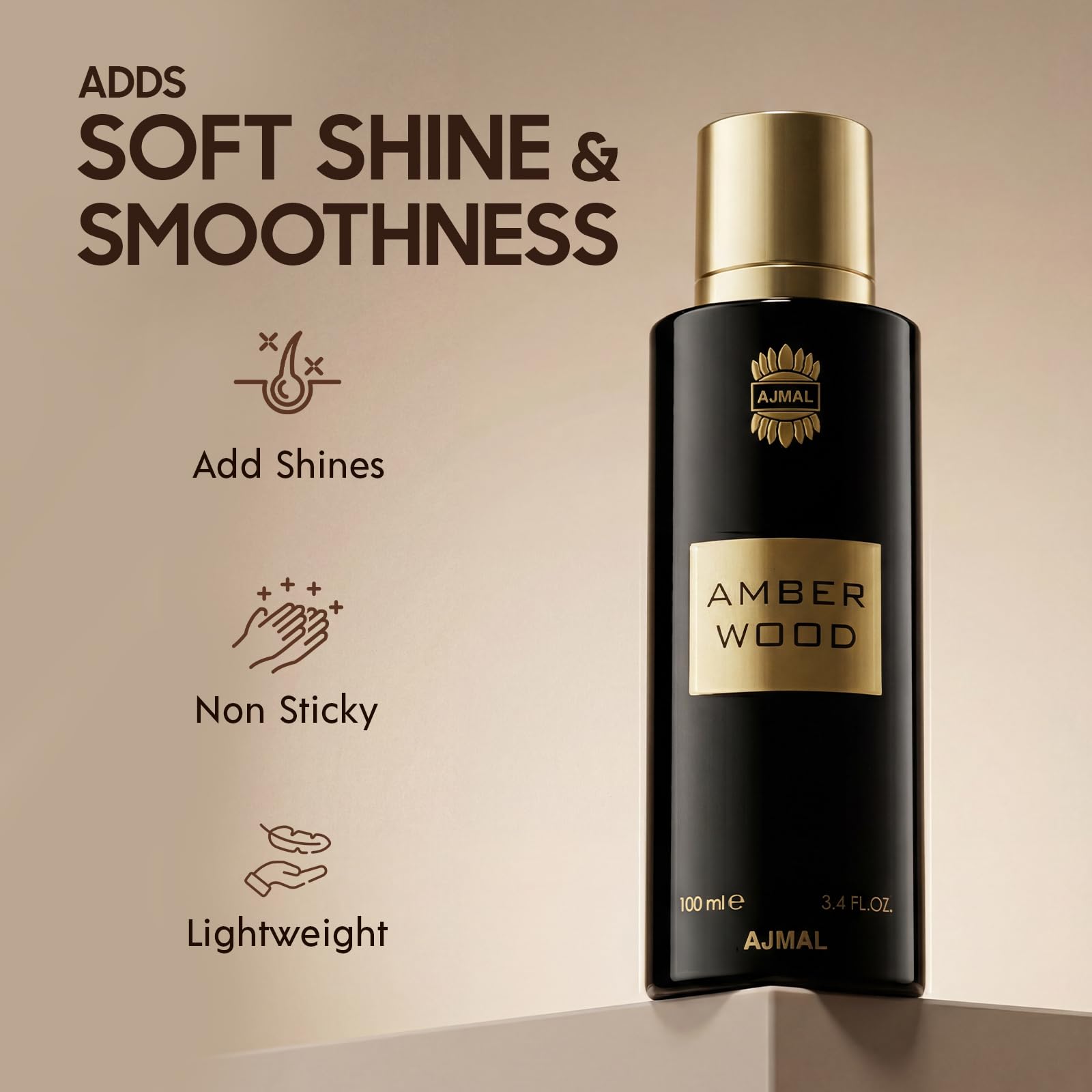 Ajmal Amber Wood Haarspray 100 ml | Fruchtig-blumig-holziger Haarduft für Damen und Herren | Luxuriöses Haarspray | Hergestellt in Dubai