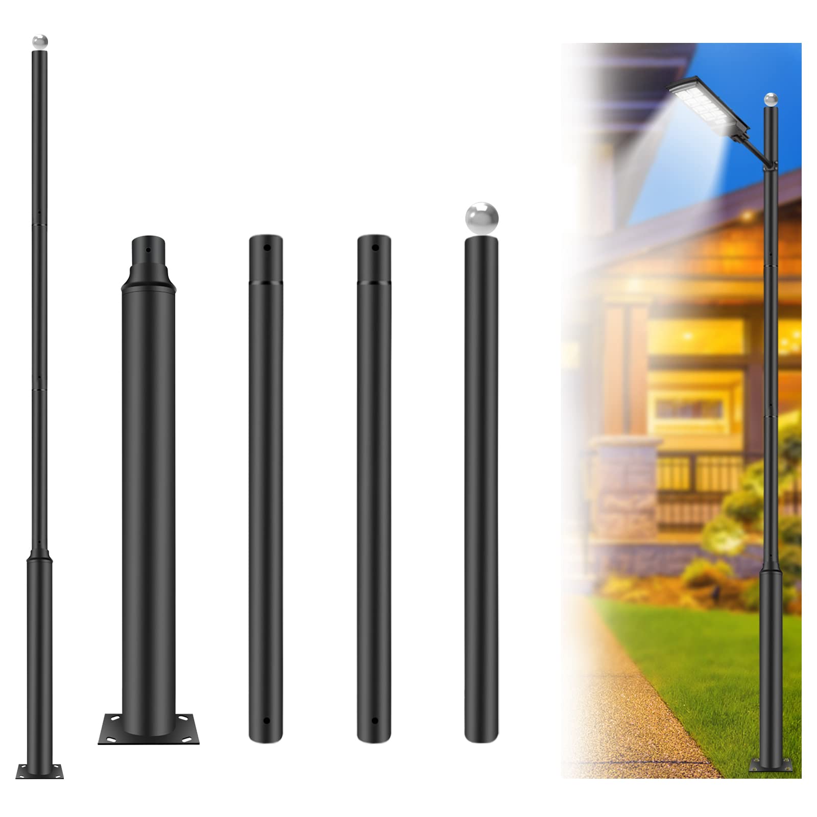 Buy Lendro Street Light Pole 13FT Aluminum Light Pole Metal Outdoor