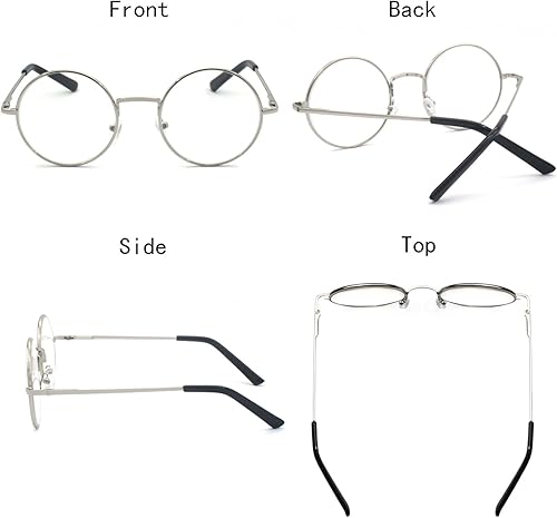 Miniatura 9 de EYE ZOOM Gafas de lectura redondas con marco de metal con bisagra de resorte (negro, plateado y plomo)