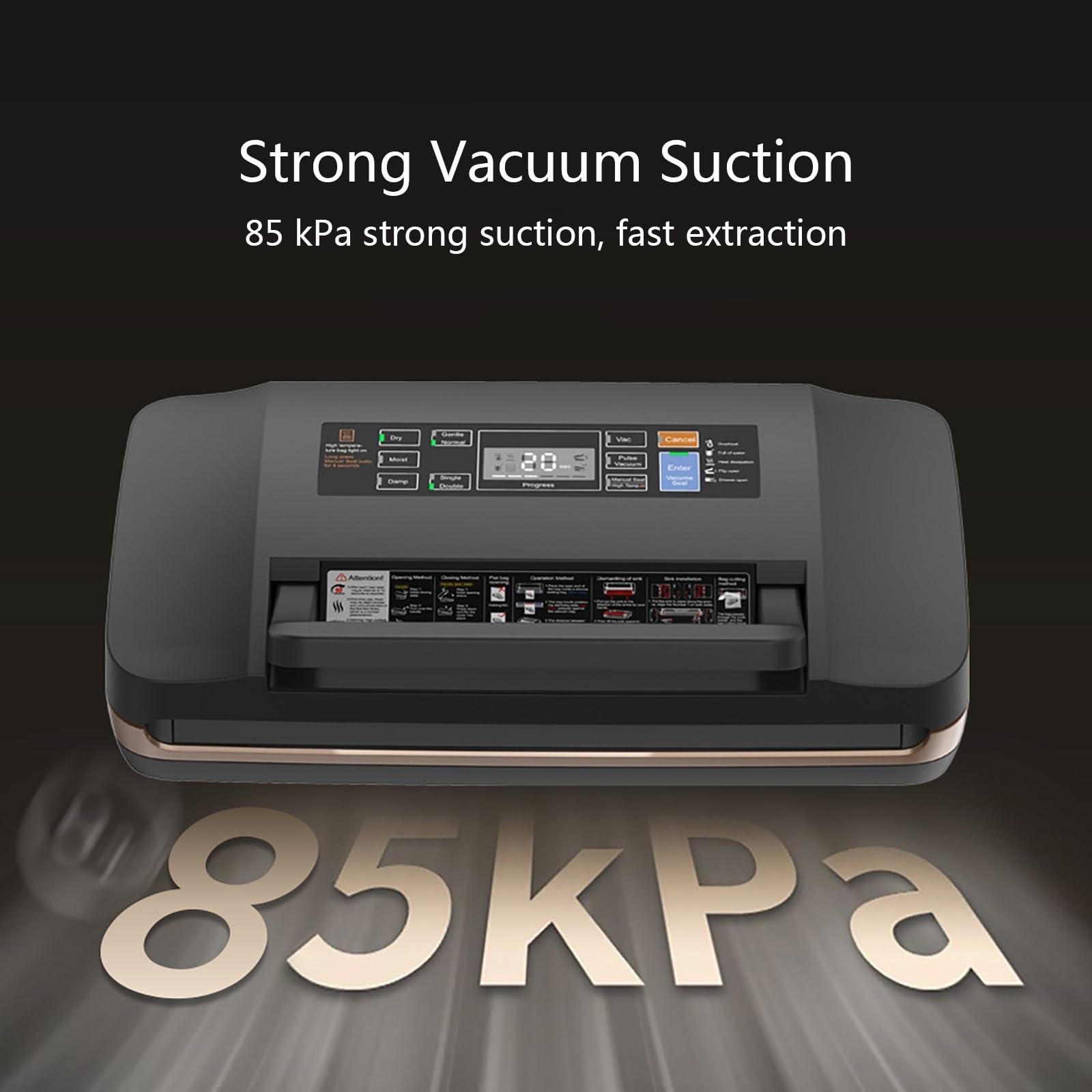 Powerful Vacuum Sealer Machine for Food Storage, 11.8 Long Seal Bar, Built-in Cutter, Compact Kitchen Appliance (16.1x8.7x4.7in)