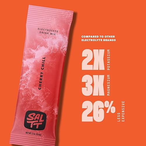 Miniatura 3 de SALTT - Mezcla de bebida con sabor a electrolitos en polvo, sabor a cereza chill, 30 paquetes de hidratación, magnesio, potasio, sodio,