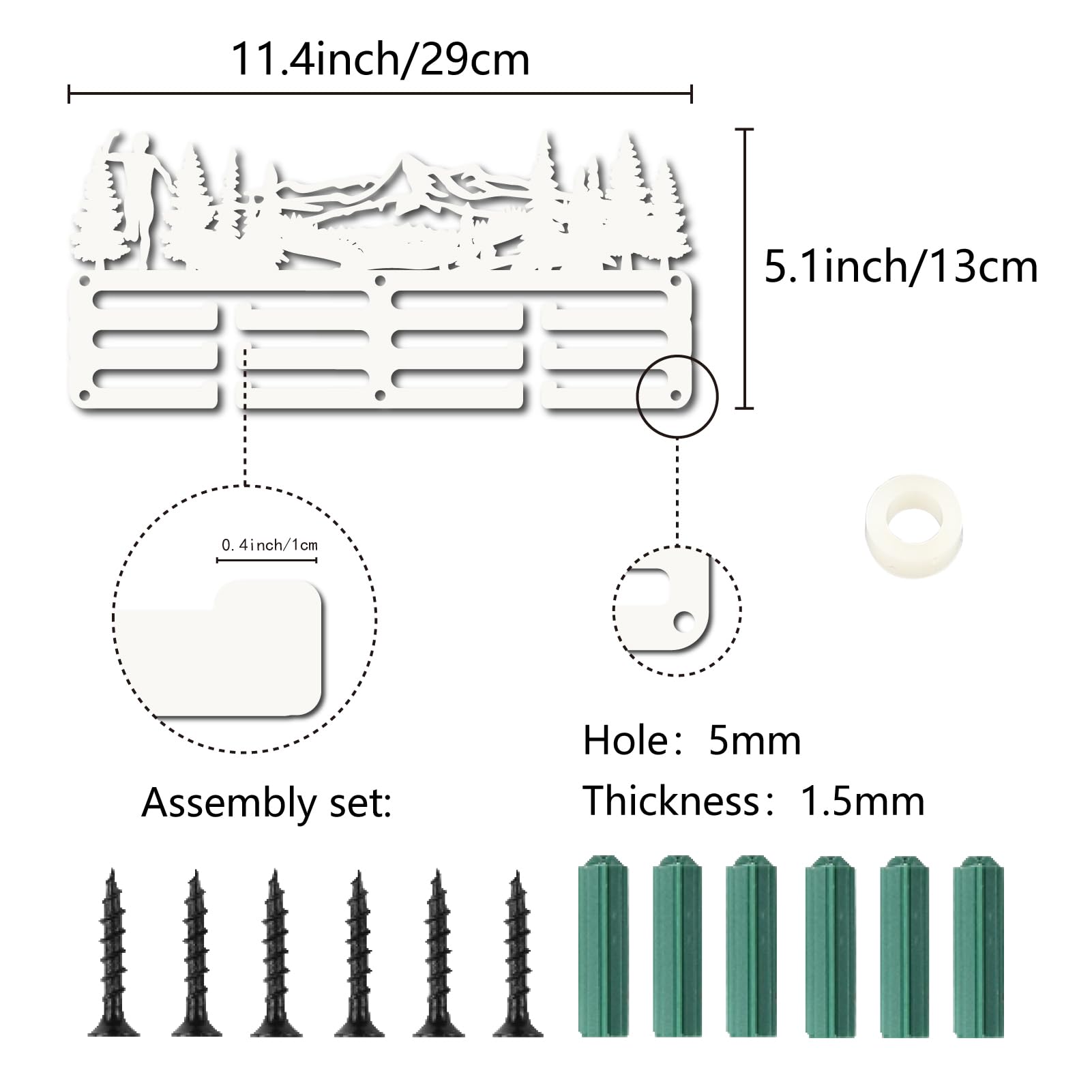 CREATCABIN Running Medal Hanger Display Runner Medal Holder Sports Iron Rack Wall Mount Frame Decor Small Medal Hook for Hanging Medals Awards Trail Run Marathon Athlete Medalist 11.4 x 5.1Inch Silver