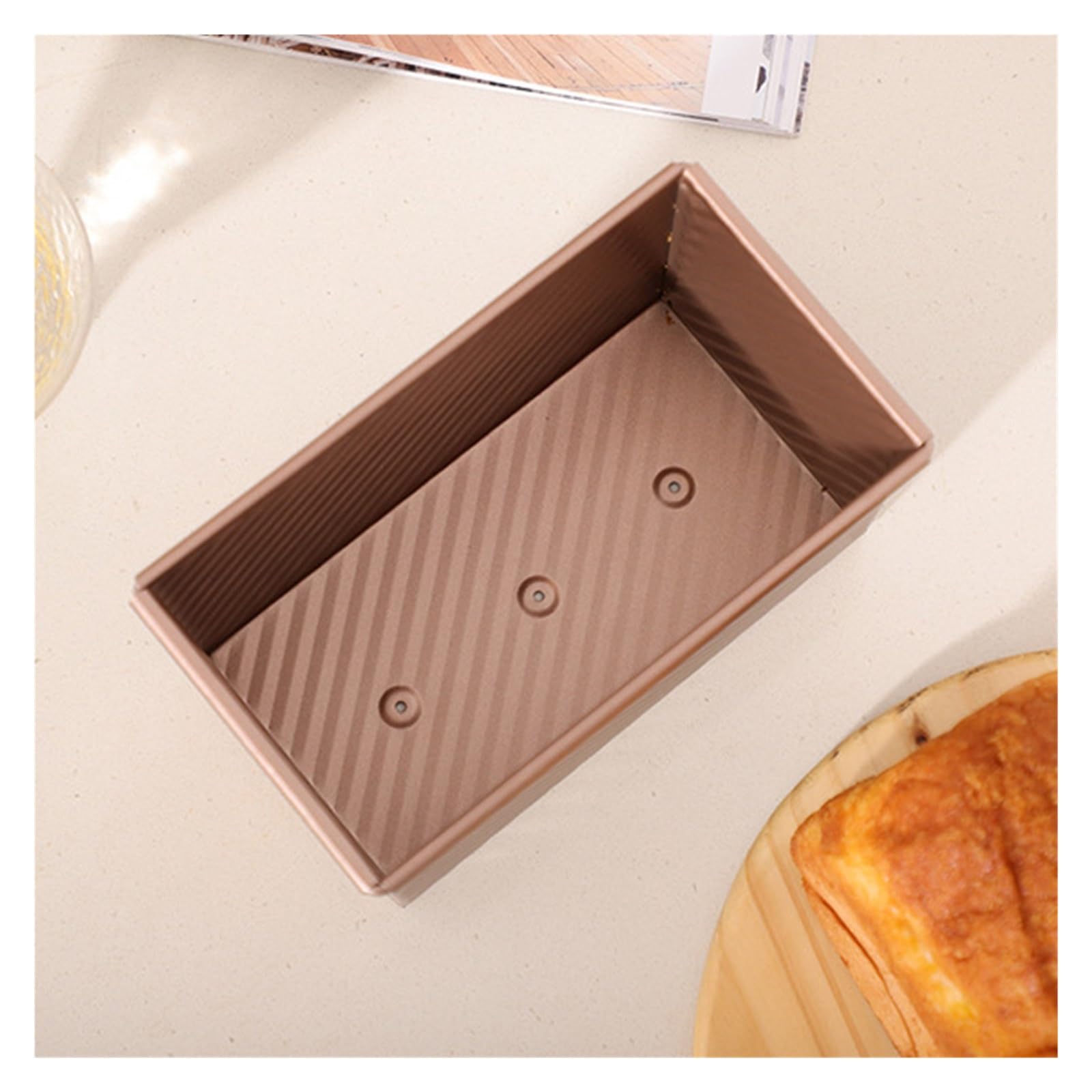 Generisch 1 Stück rechteckige Kastenform mit Deckel, Brot-Backform, Kuchen, Toast, antihaftbeschichtete Box, aluminisierter Stahl(Rose S)