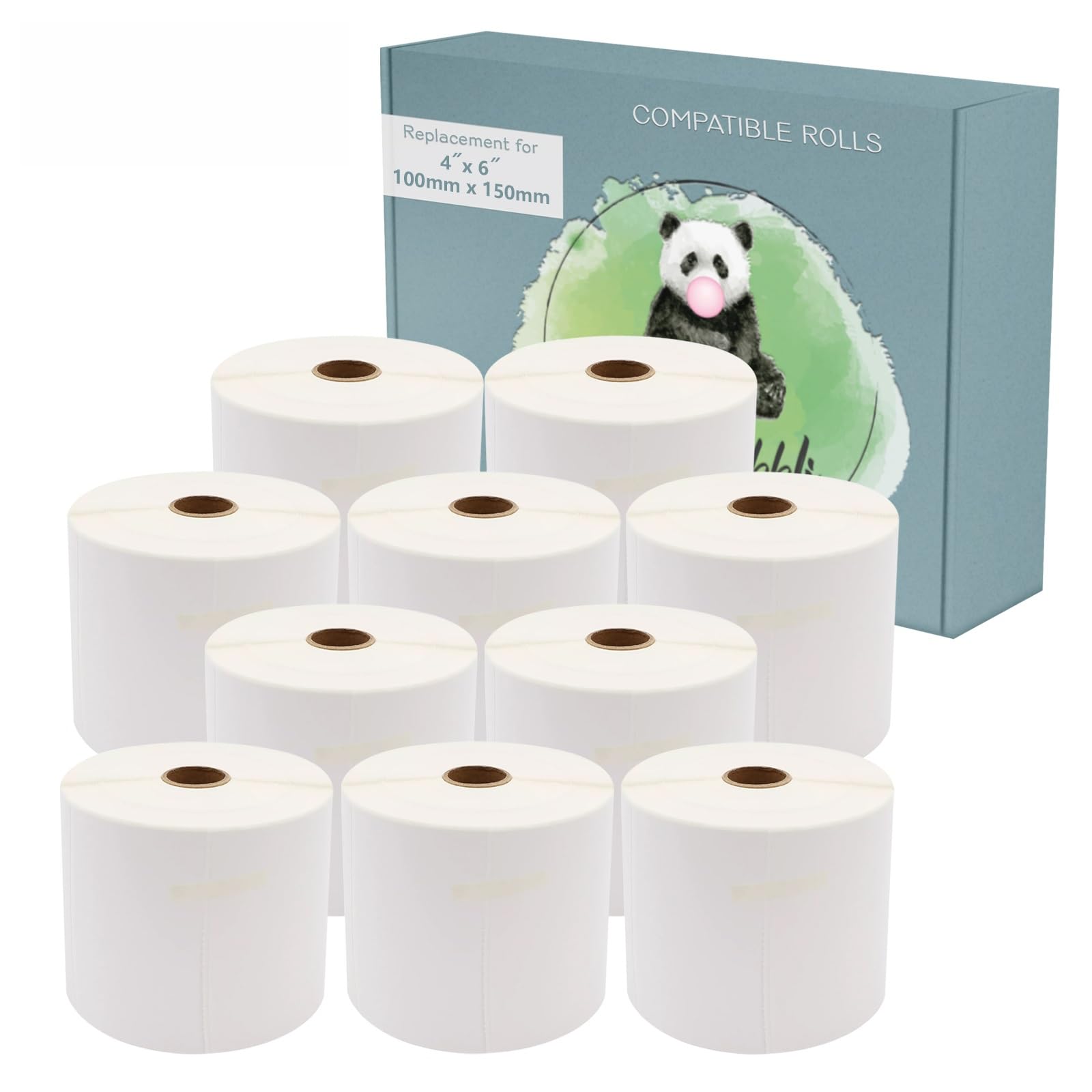 The Bubbli 10 Roll-5,000 Labels, 100x150 mm (4"x6") Direct Thermal Shipping Labels, Self-Adhesive, BPA-Free, Jam-Free, Compatible for Zebra, Toshiba, Citizen, Eltron (500pcs/Roll)