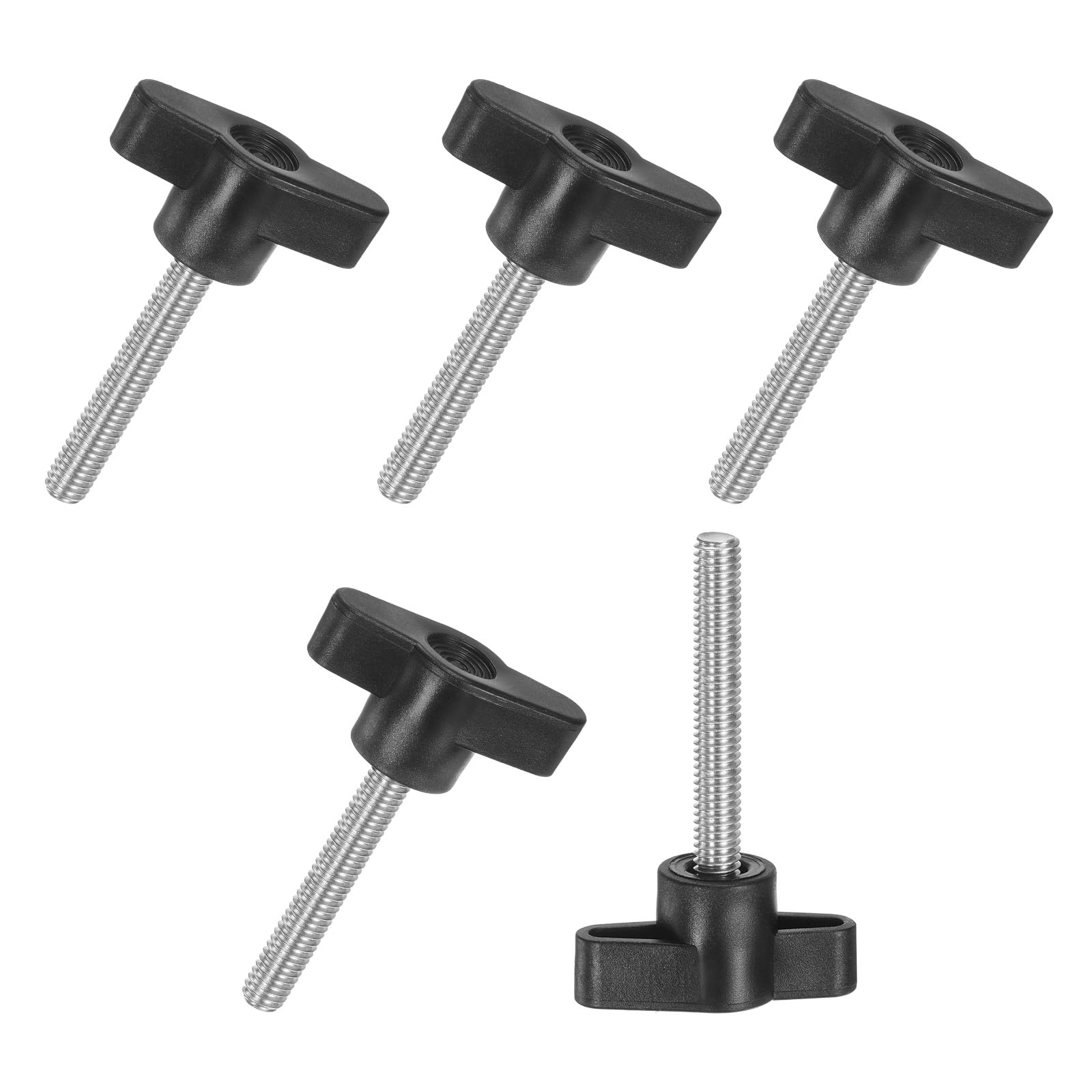 M METERXITY 5-Pack Thumb Screws, M6x35mm Tee Wing Knobs, T Shaped Handle Clamping Screw Knob for Woodworking/Machinery/Equipment, Metric Thread