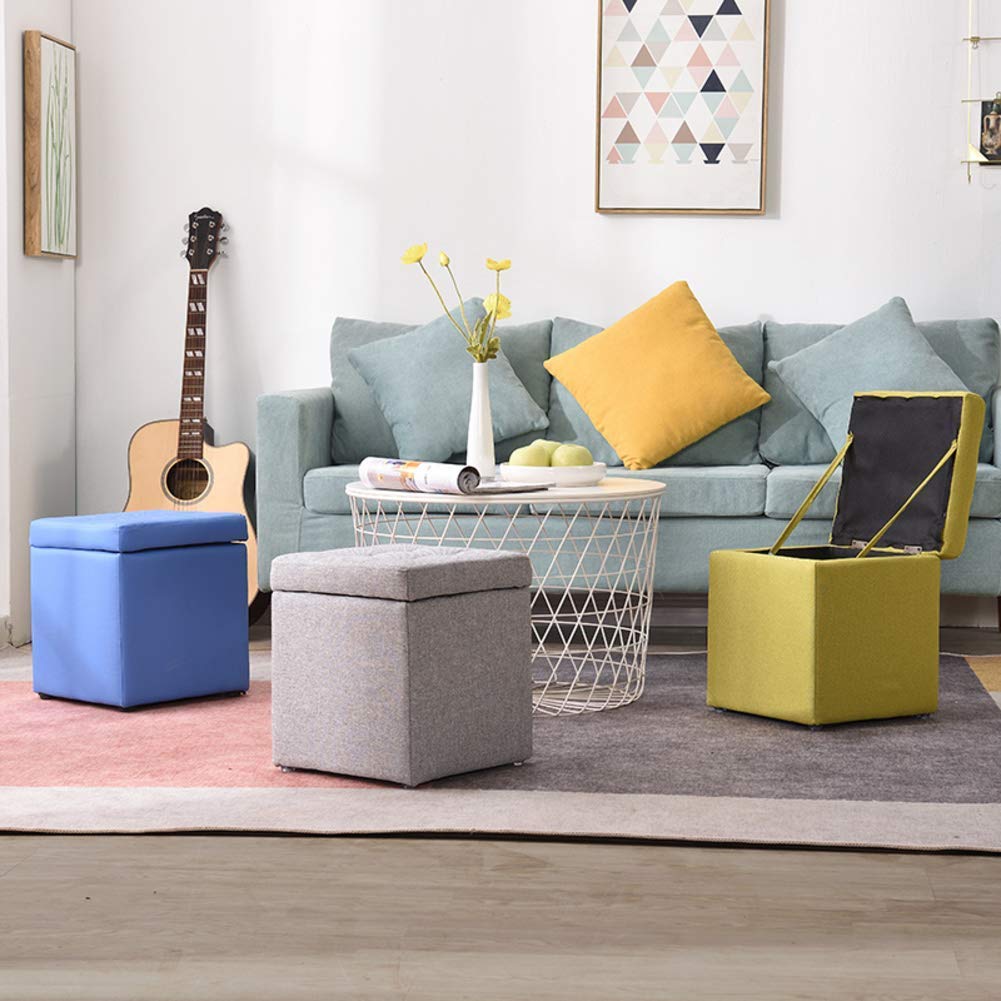 Pouf ottomano con contenitore, sgabello girevole con scatola per giocattoli, vassoio organizer per scarpe, panca per ottomana
