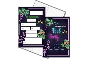 Neon Pool Party Invitations for Girls