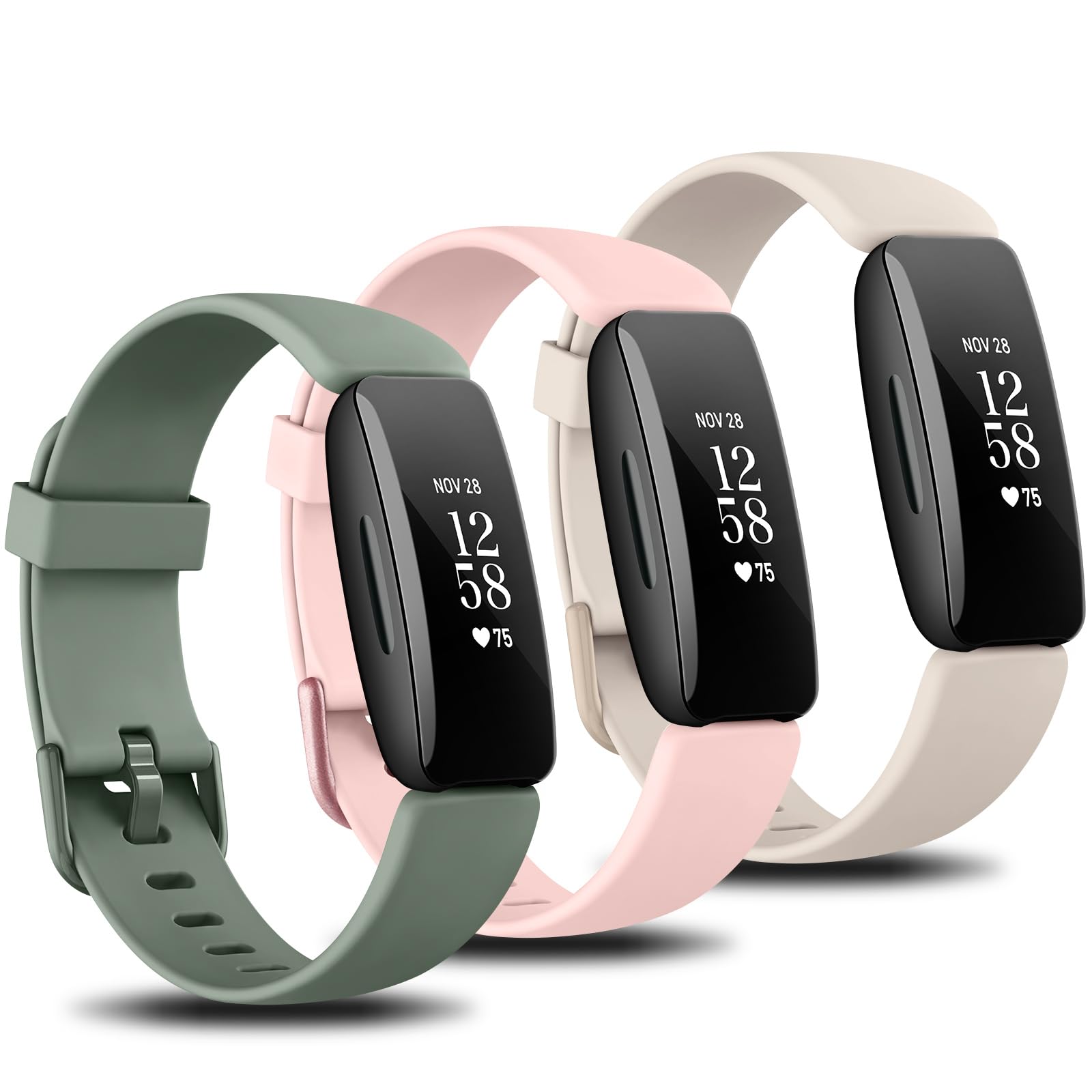Zoye 3 Pack Silicone Straps Compatible with Fitbit Inspire 2 Straps Women Men Kids, Adjustable Wristbands Sports Replacement for fitbit Inspire 2 (Pack A)