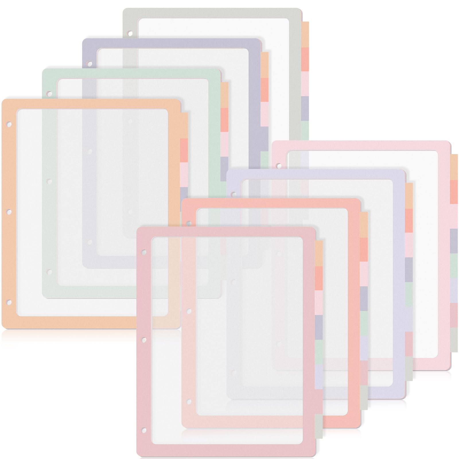 Chivertion 8 Sets 8 Tab Binder Dividers for 3 Ring 8.5 x 11 Inch Plastic Binder Dividers with Tabs Multicolor Letter Size Page Organizer 3 Hole Punch