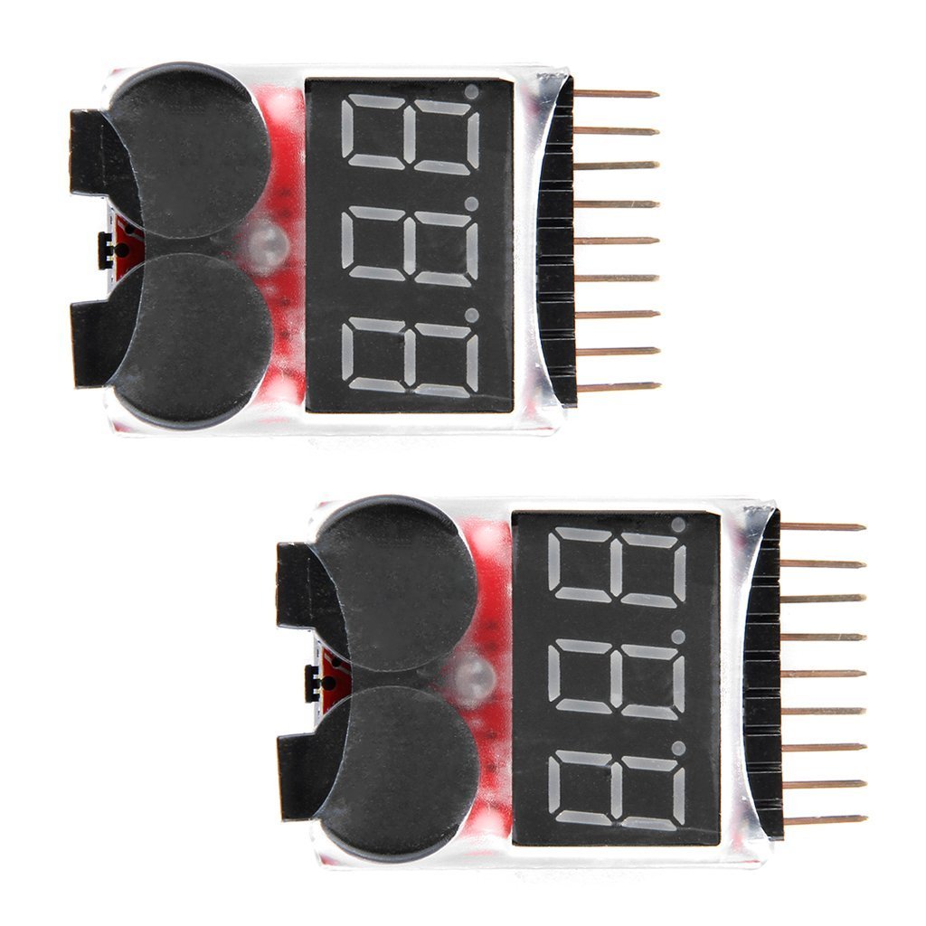 DollaTek 2PCS RC Lipo Battery Monitor Tester Alarm Buzzer Low Voltage LED Indicator for Li-ion LiPo 1-8S