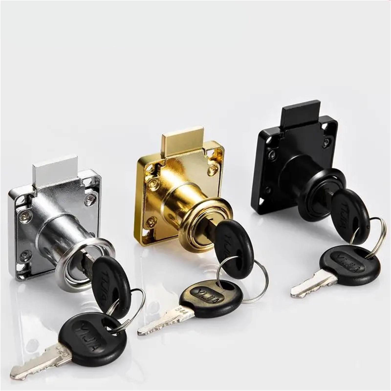 Cerradura de puerta de armario con 2 llaves para escritorio, buzón, 3 colores, 1 unidad (32 mm, negro)