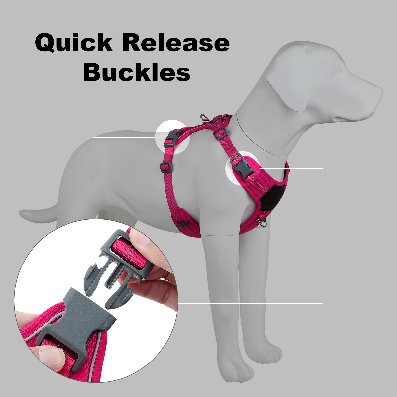 Plutus Pet No Pull Dog Harness, Release at Neck, Soft Padded, Reflective Adjustable Dog Vest Harness for Small Medium - Image 2