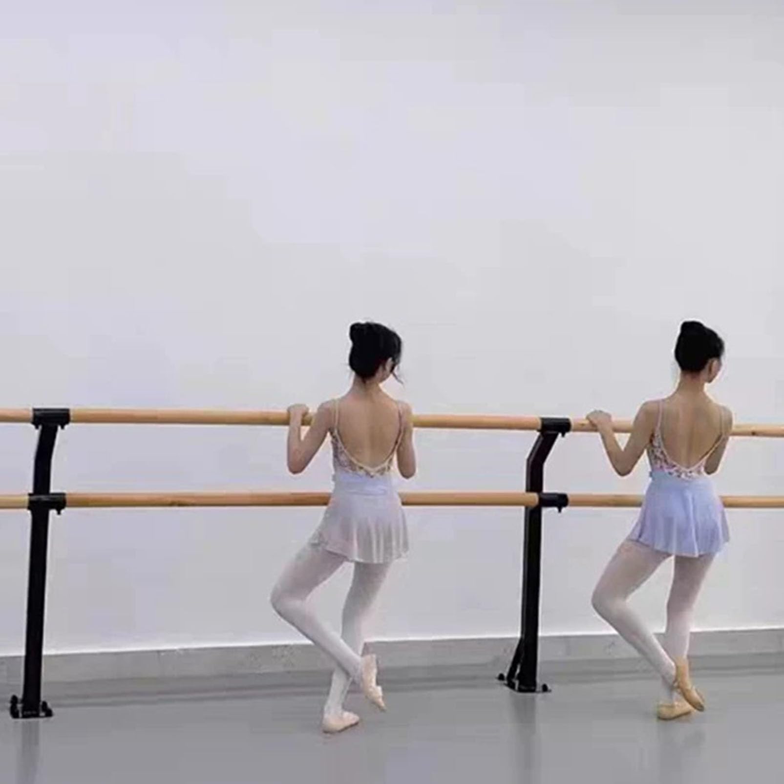 Barre de Ballet montée à Double étage, Barre de Danse en Bois Massif avec Noyau en Acier manganèse, Rail d'étirement Robuste pour l'entraînement de Ballet, Yoga