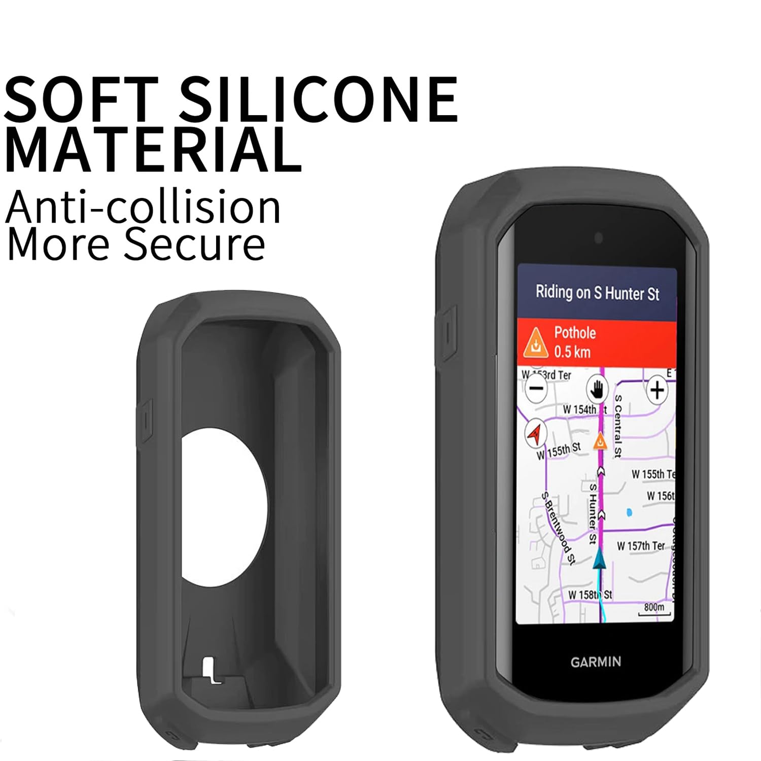 Etui kompatybilne z Garmin Edge 1050, miękka, odporna na wstrząsy przenośna ochrona obudowy, silikonowa osłona na nawigację GPS Garmin Edge 1050, szara
