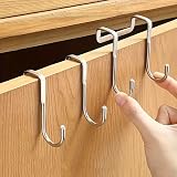 1pcs Stainless Steel Double S-Shape Hook, Portable Punch-Free Traceless Hook for Hanging Clothes On The Back of Doors in Dormitories and Bathrooms, Household Storage and Organization, White