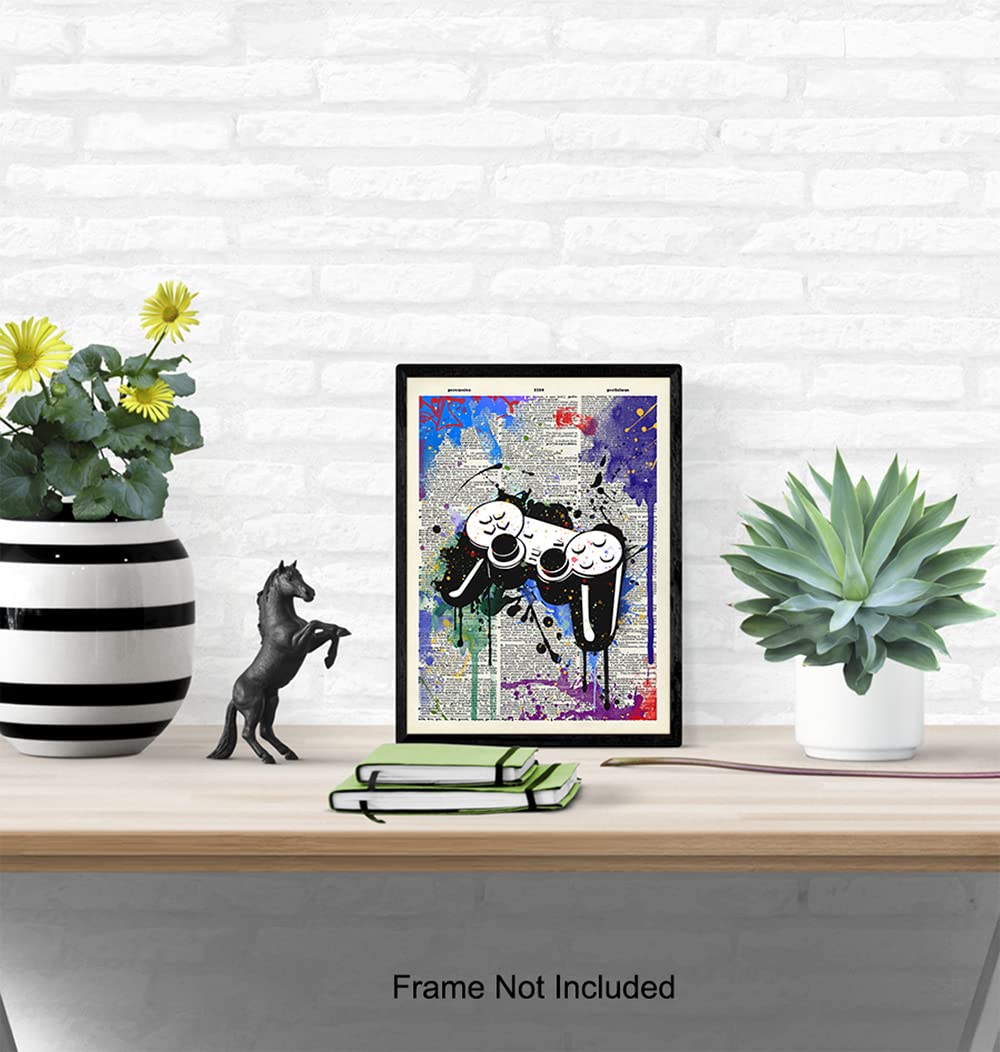 Remote Control Wall Decor - Gaming Graffiti Art - Street Art Poster Print for Game Room, Dorm, Bar, Boys Room, Bedroom - Gift for Gamers, Xbox, PS4, Playstation, Video Game, Arcade Fans, Men, Teens