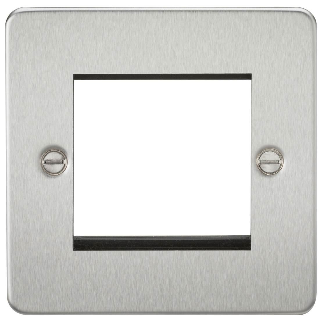 Knightsbridge Flat Plate 2G Modular Faceplate - Brushed Chrome