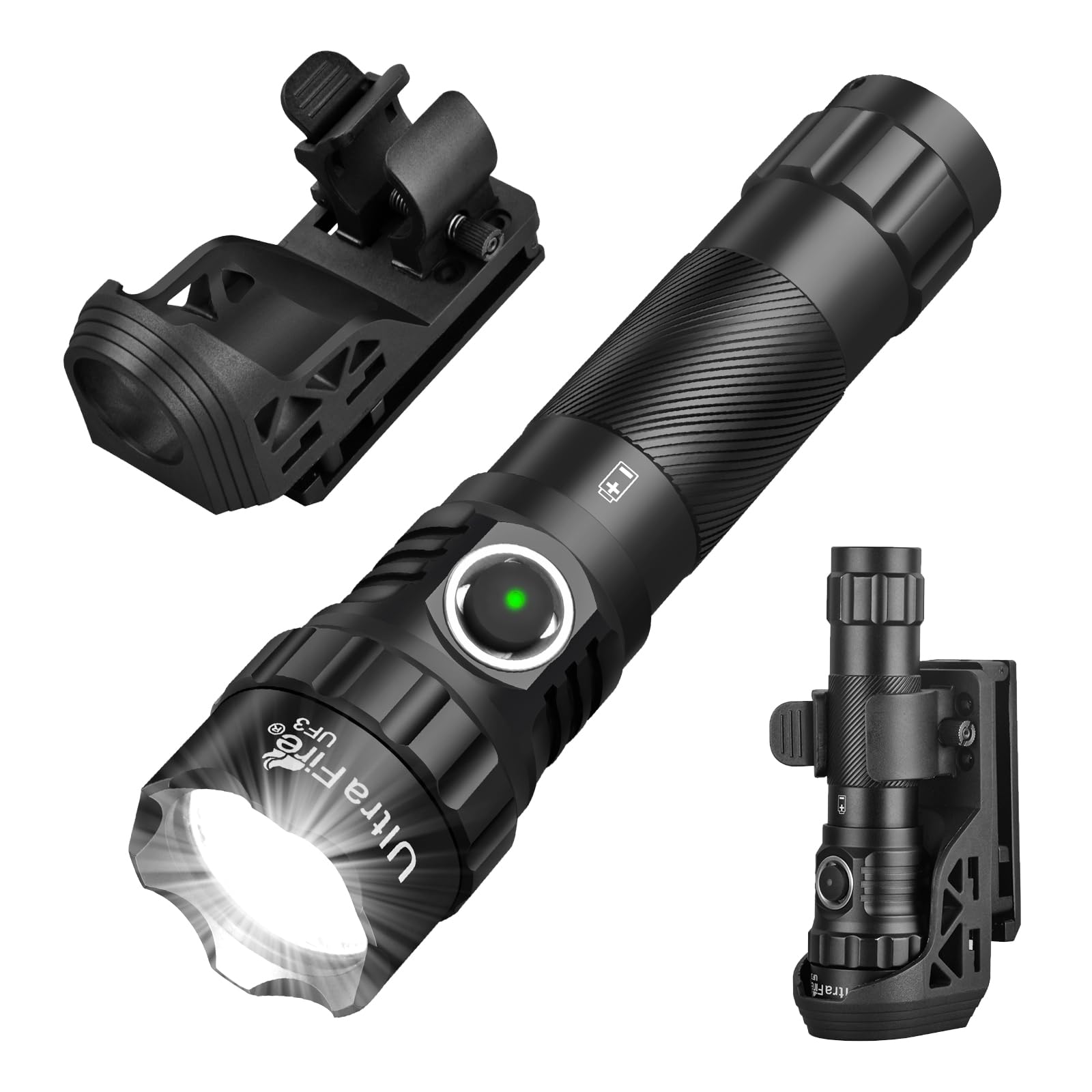 ULTRAFIRE Tactical Flashlight with Holster, 1200 High Lumen Police Flashlight with Holster for Duty Belt, Law Enforcement Flashlights with Belt Holder