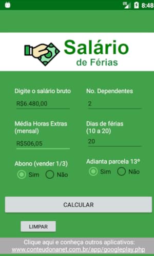 Cálculo de Férias - Salário