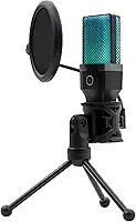 Microfone Condensador, Microfone Sem Fio, Microfone Gamer, Microfone de Mesa, Microfone com Filtro Pop e Suporte para Cantando, Jogos, Karaokê, Streaming, Videoconferência