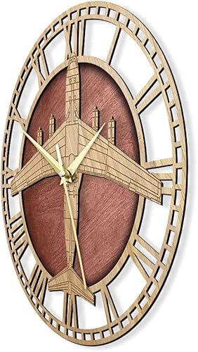 Miniatura 3 de The Geeky Days C-141 Starlifter Transport Airplane Reloj de pared de madera sin tictac Decoración de madera rústica Militar Estratégico Airlifter
