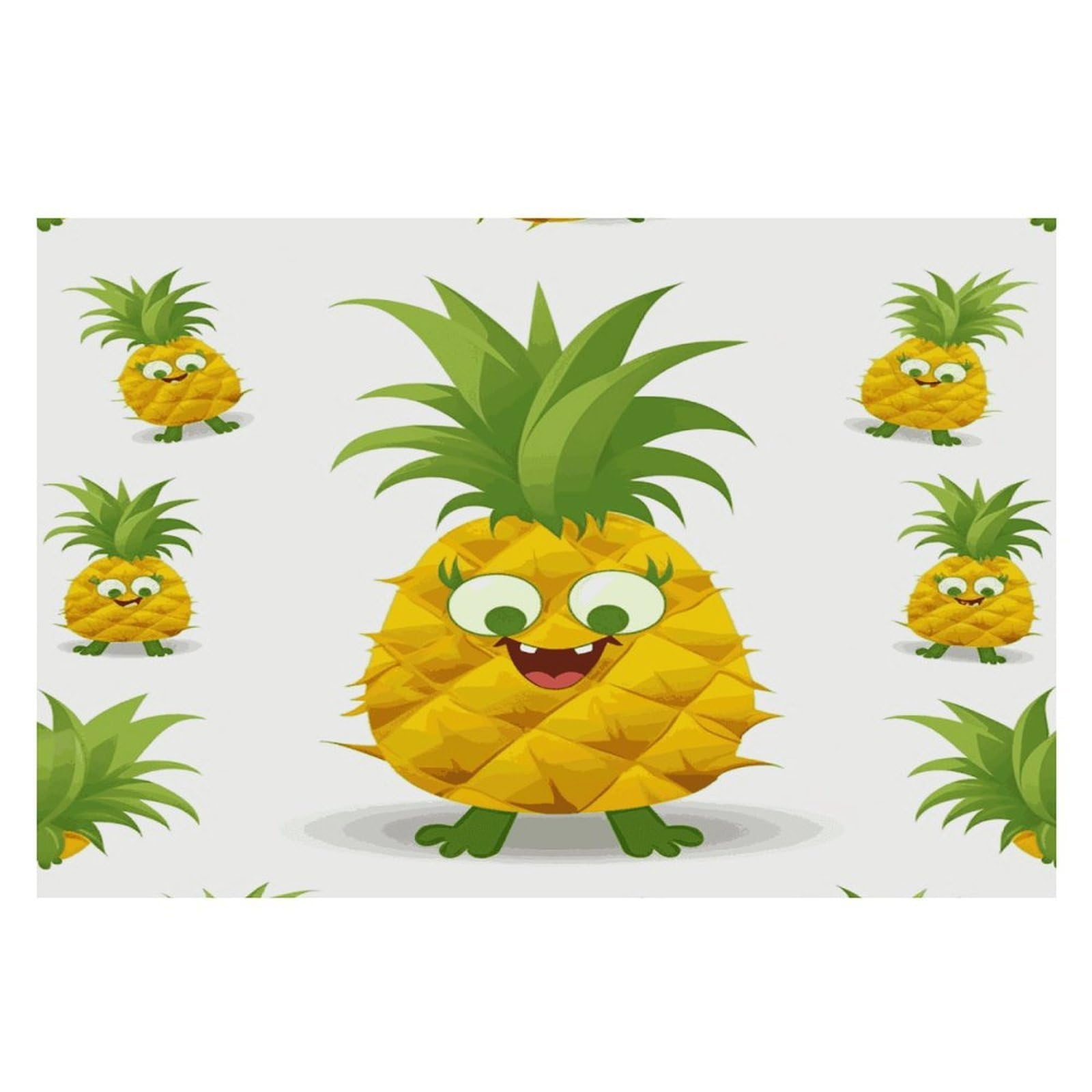 Pineapple Placemats Wipeable Heat Resistant Table Mats Washable Flax Place Mats Elegant Cloth Non-Slip Placemat for Kitchen Dinning Party Table Decor 12 * 18 in