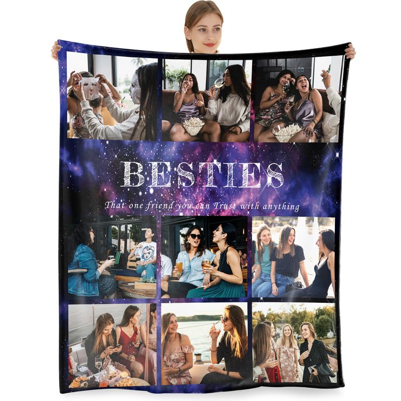 Personalised Blanket,Custom Blanket with Photos Customized Flannel Throw Blanket for Adults Kids,Personalised Gifts for Mum,Dad,Boyfriend,Girlfriend,Best Friends(9PhotosB-127x152cm) — image 1