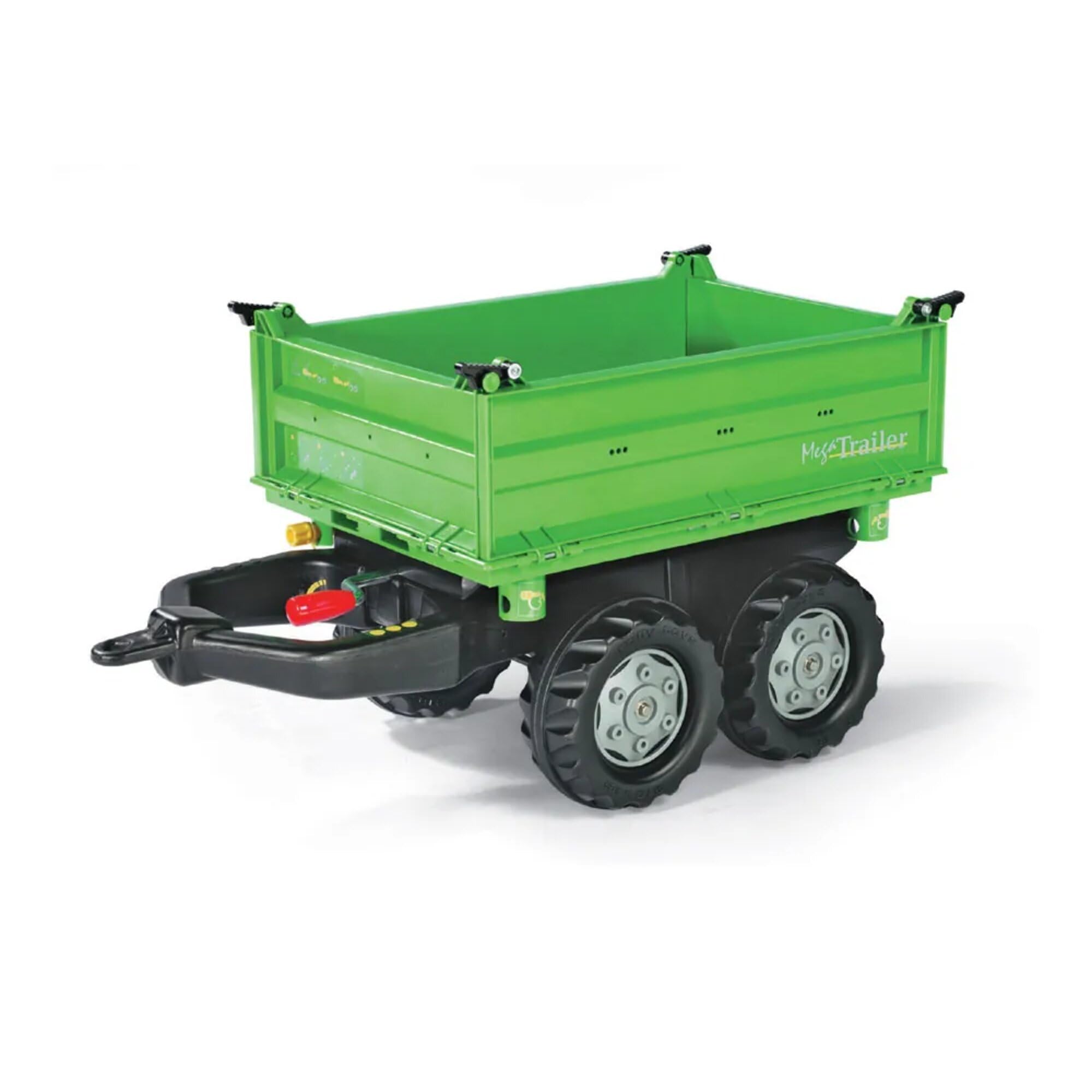 ROLLY TOYS 121502 - Rolly Mega Trailer Traktoranhänger (für Kinder von 3-10 Jahre, Zweiachsanhänger, Dreiseitenkipper), 88 cm × 45 cm × 47 cm