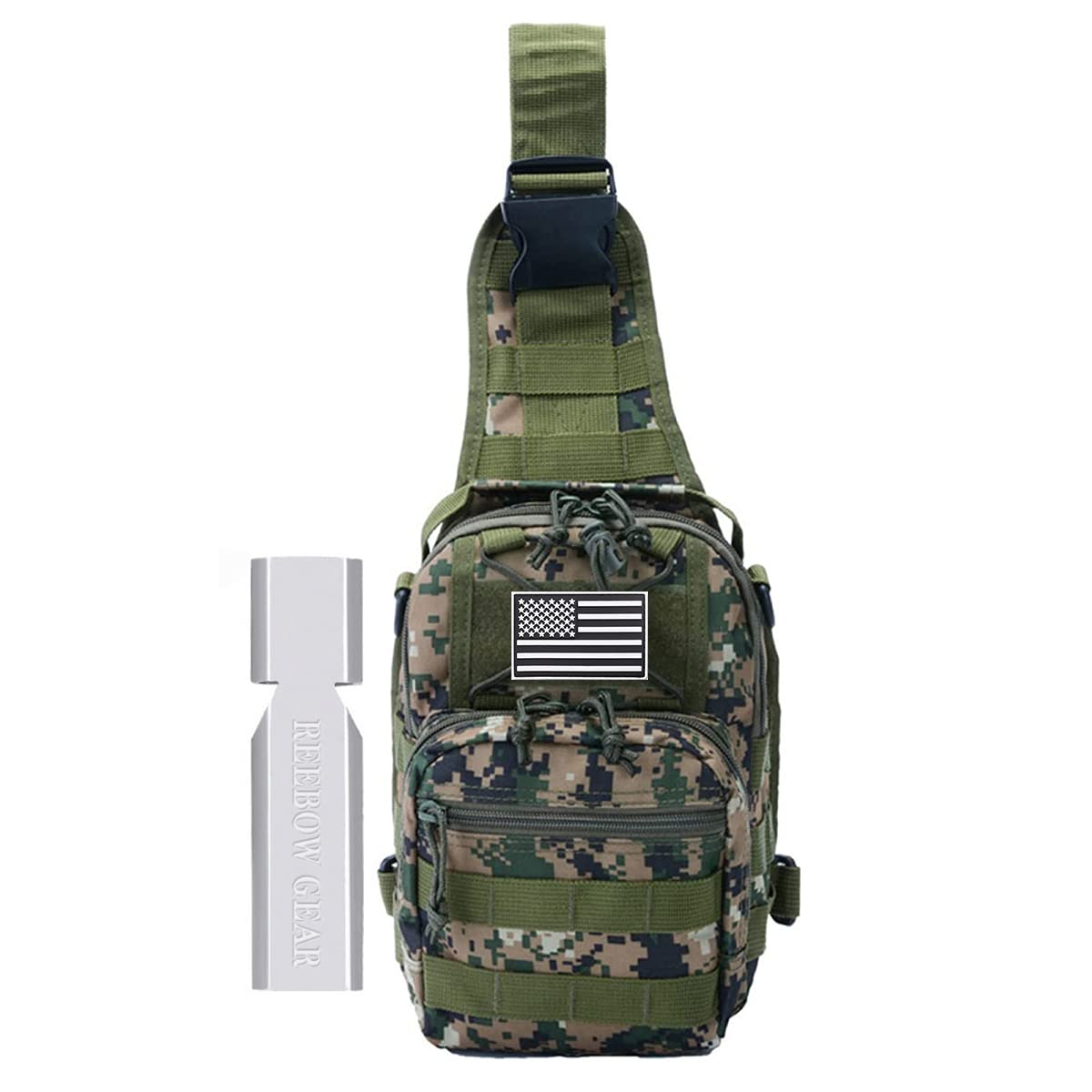 Tactical Chest Bag Molle Chest Sling Pack Backpack Crossbody Bag for Outdoors Daily Use,E