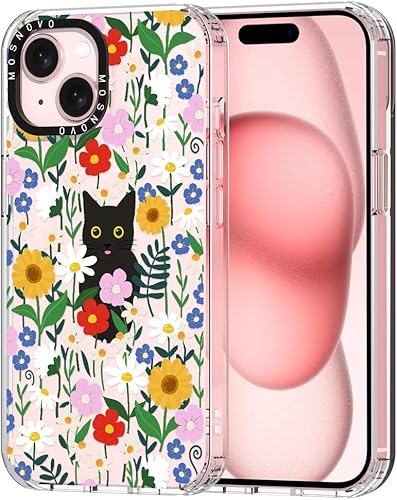 MOSNOVO Buffertech - Funda compatible con iPhone 15 Plus, impacto de caída de 6.6 pies, tecnología antidesprendimiento, funda transparente de