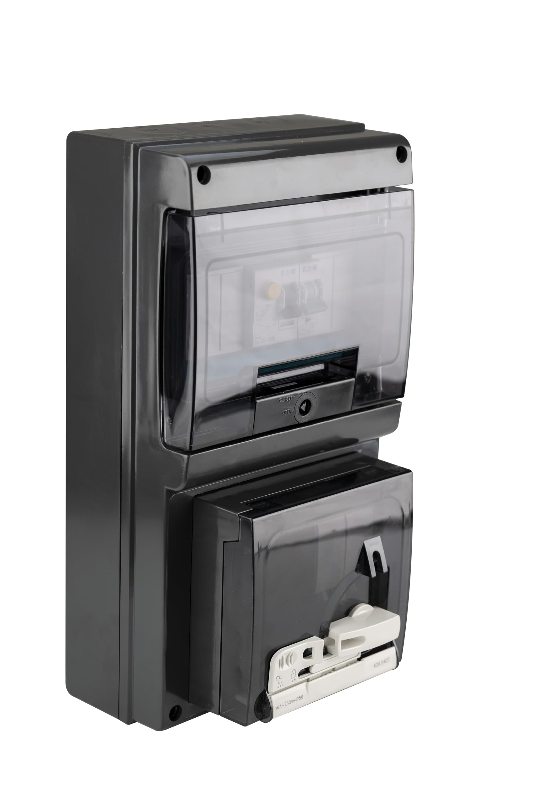 Steckdose für Elektroautos, Ladesystem mit LCD Digitale Stromzähler und FISchalter/Leitungsschutzschalter IP54 (Schwarz mit Fi-Schalter) Schwarz mit Fi-Schalter Schwarz mit Fi-Schalter