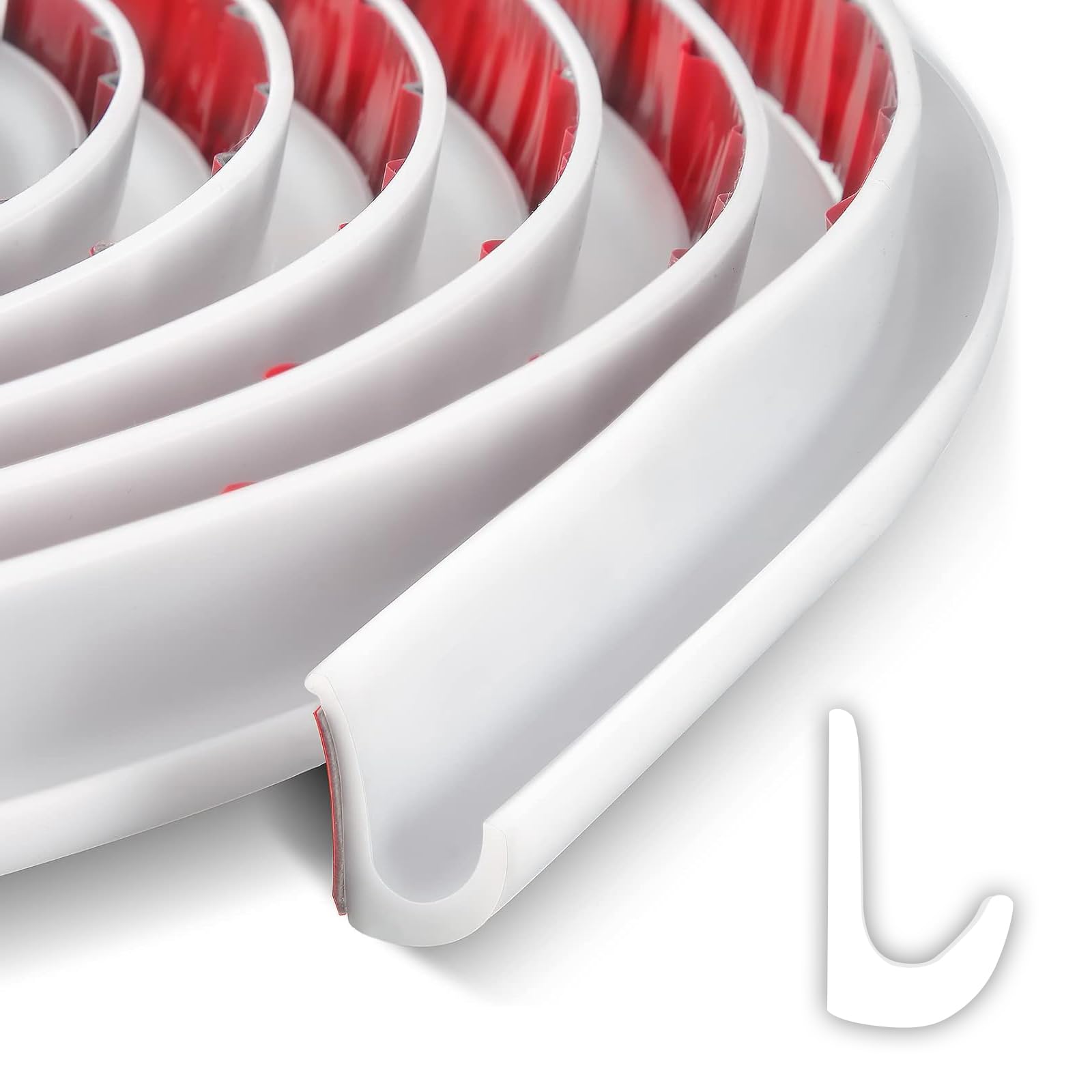 Gouttière Camping Car 10 Mètres de Bande de Caoutchouc Pour Gouttières Bande de Protection en PVC Déflecteur d'eau de pluie en forme de J - Autocollante Pour Portes et Gouttières - Blanc