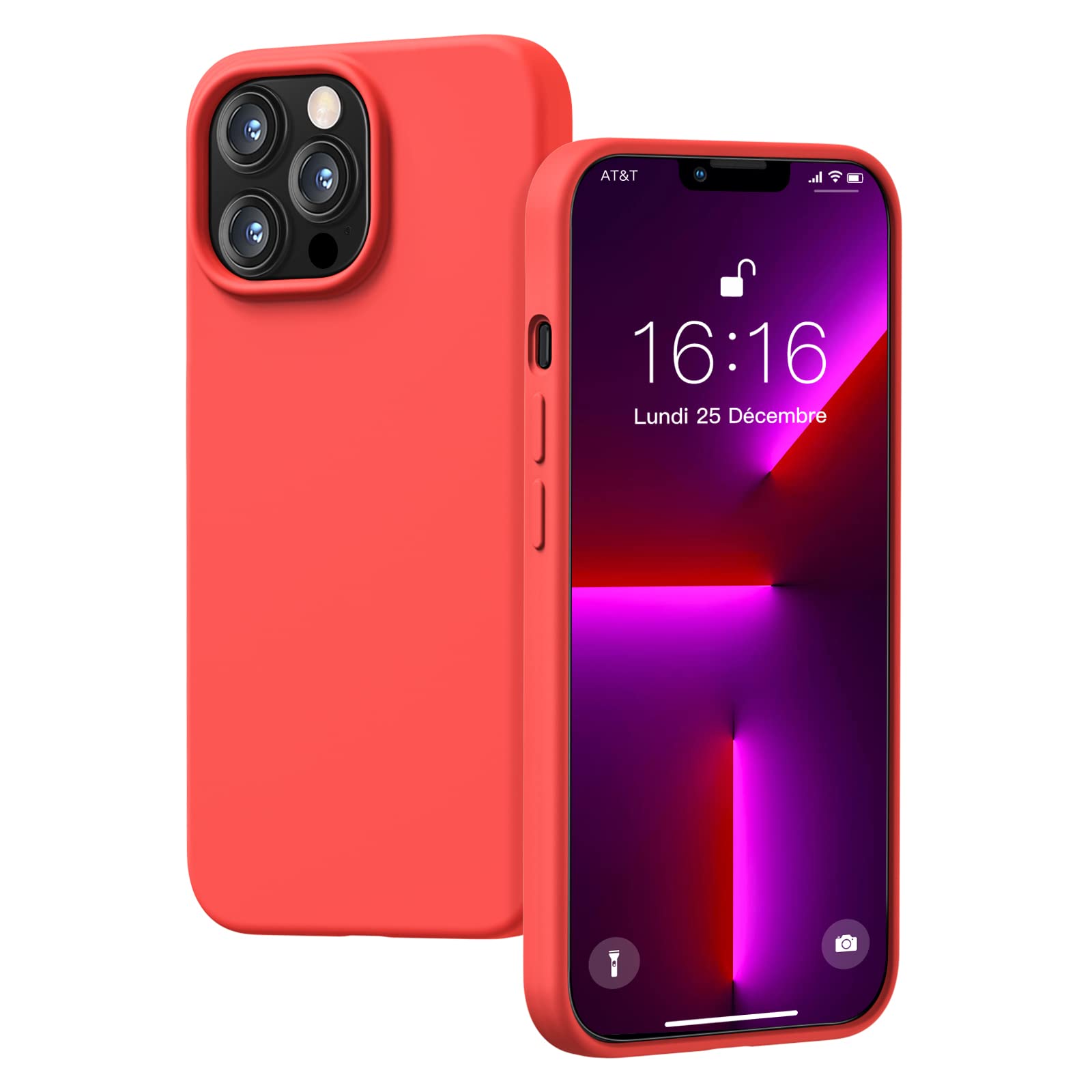 JASBONiPhone 13 Pro Case, Liquide Silicone Phone Case Gel Rubber Soft Touch Shockproof 6.1 inch Cover Full Protective Case for iPhone 13 Pro 2021-Red