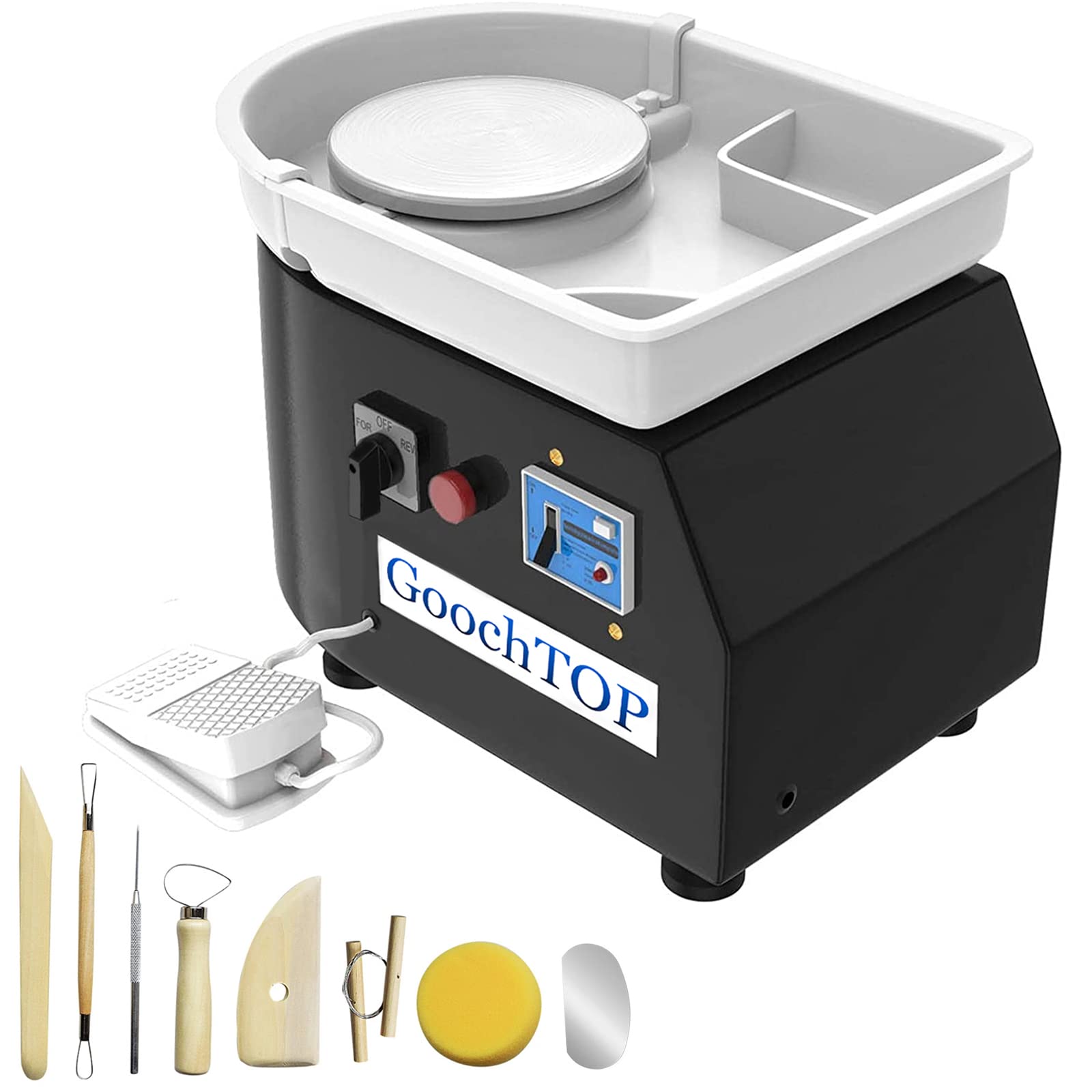 GoochTOP Pottery Wheel Pottery Forming Machine 25CM 350W Electric Pottery Wheel with Foot Pedal DIY 