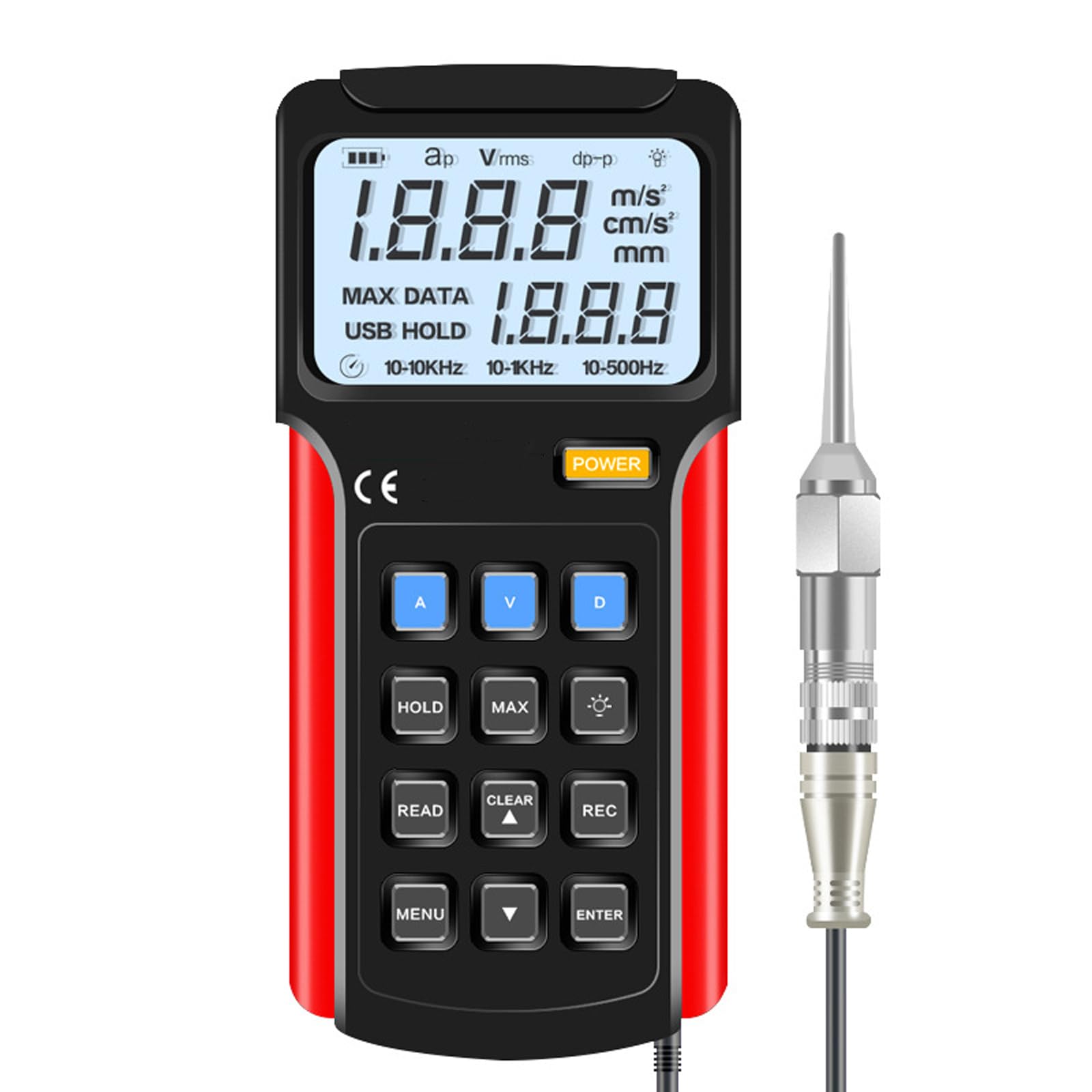 CHANGLKJ Digital Vibration Tester, Vibration Analysis Meter, Handheld Vibrometer with LCD Color Display, Measurement Error ±5% and 10min Auto Off, Reliable Fast, for Generator, HVAC, Fans, Engines