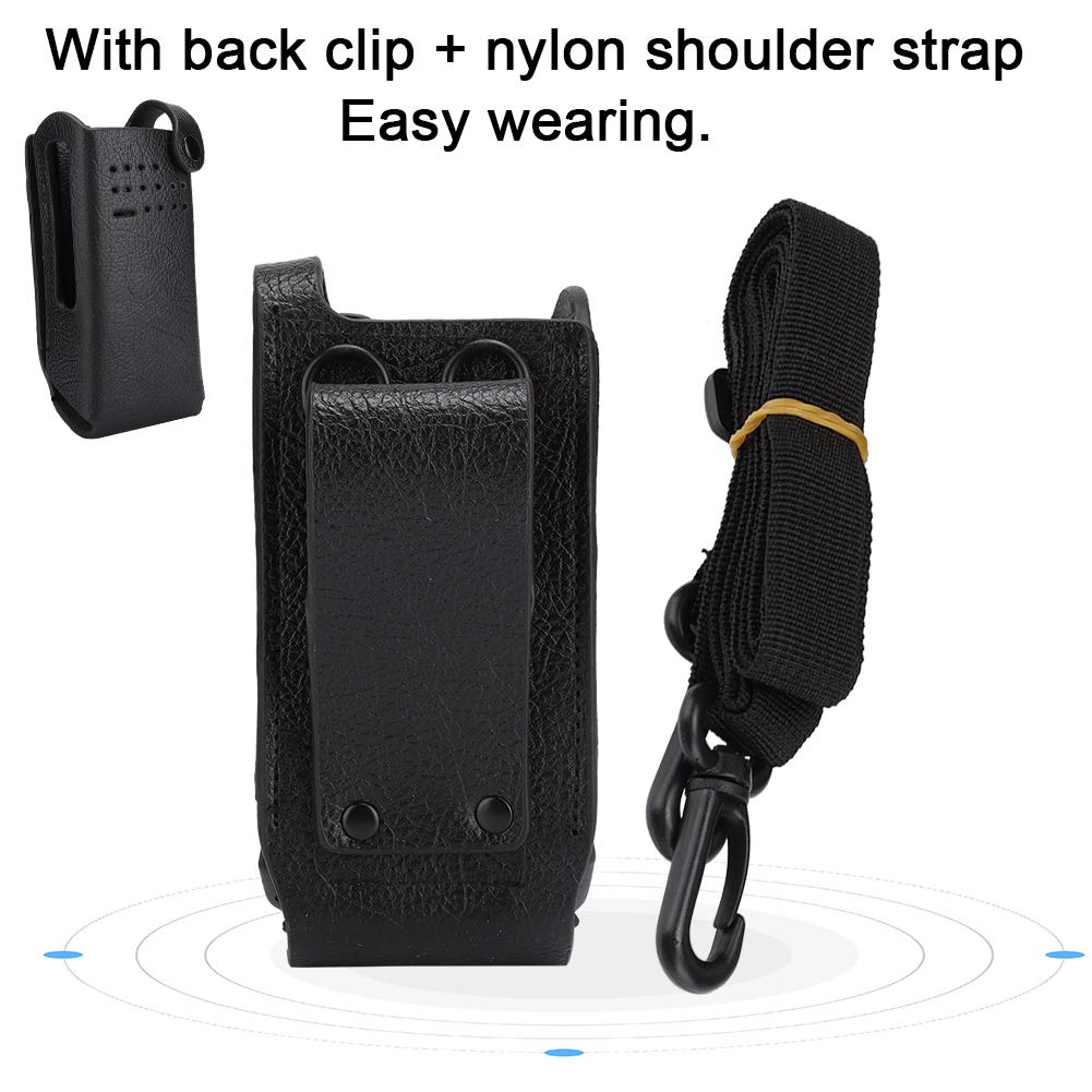 Tosuny Étui de Talkie-walkie, étui de Radio en étui en Cuir PU Porte-Radio avec Clip arrière/Courroie en Nylon pour GP328D Talkie-walkie