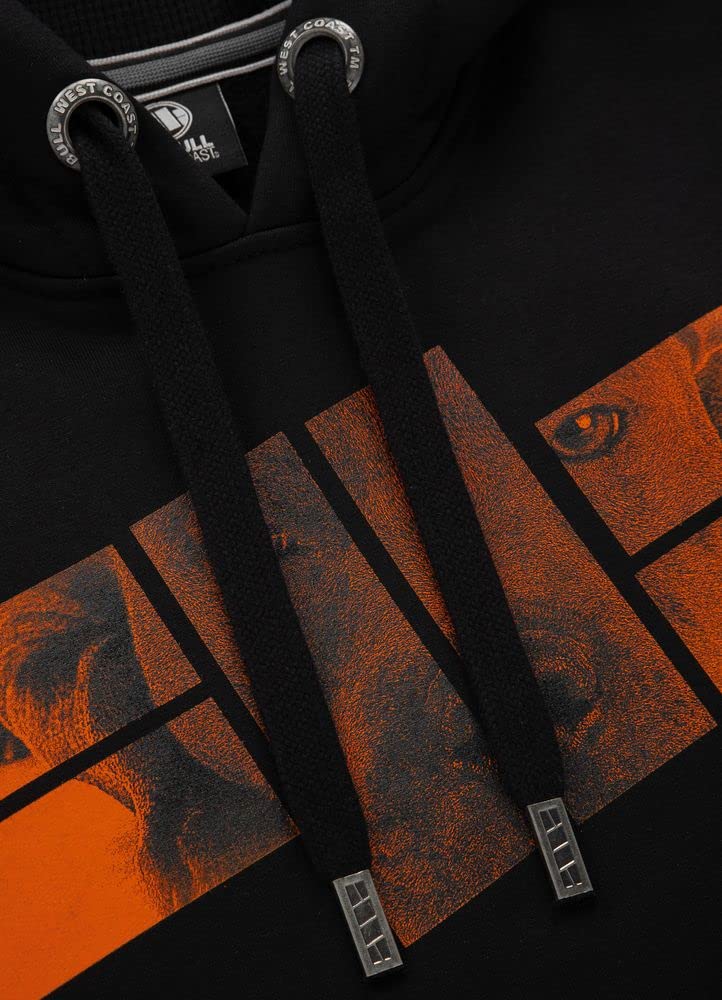 Pitbull Męska bluza z kapturem Pit Bull West Coast bawełna pomarańczowe logo