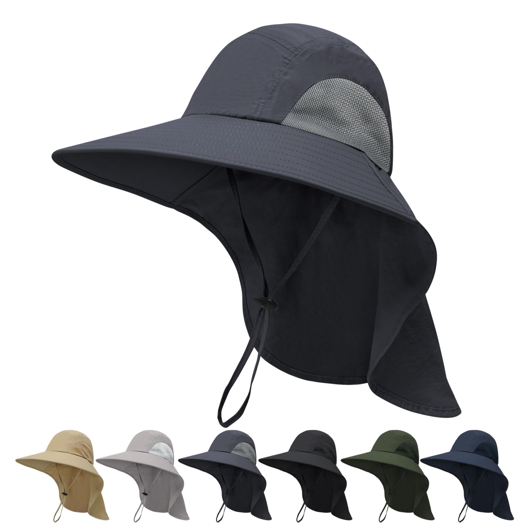 JYxingchi Fishing Hat with Neck Flap for Men Women UV Protection Wide Brim Sun Hat Outdoor Hiking Cap