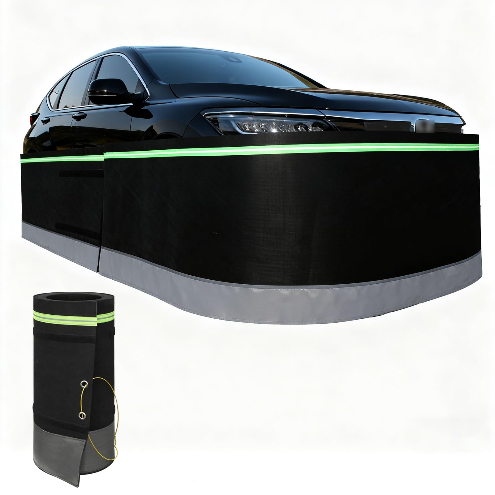 Kit de rodapié para autocaravanas – Aislamiento de fibra de alta densidad con malla de hierro inferior, resistente al viento, tiras reflectantes para autocaravanas y casas móviles