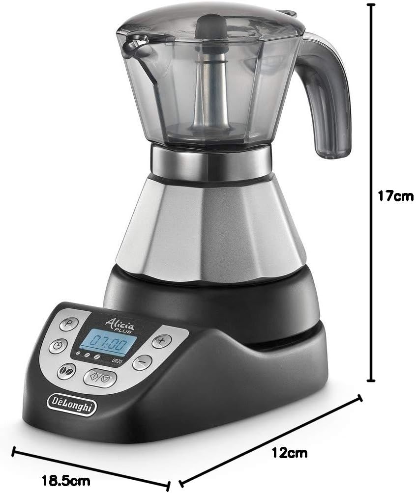 DeLonghi Alicia PLUS EMKP21.B Caffettiera Moka Elettrica 1-2 Tazze, Caffè caldo per 30 minuti, Spegnimento automatico, Risparmio energetico, Facile da usare e da pulire, Nero/Argento DeLonghi Alicia PLUS EMKP21.B Caffettiera Moka Elettrica 1-2 Tazze, Caffè caldo per 30 minuti, Spegnimento automatico, Risparmio energetico, Facile da usare e da pulire, Nero/Argento