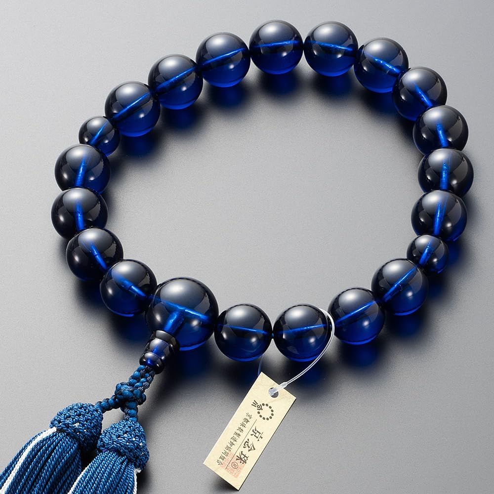 仏壇屋 滝田商店] 京念珠 数珠 男性用 サファイア琥珀 (サファイア