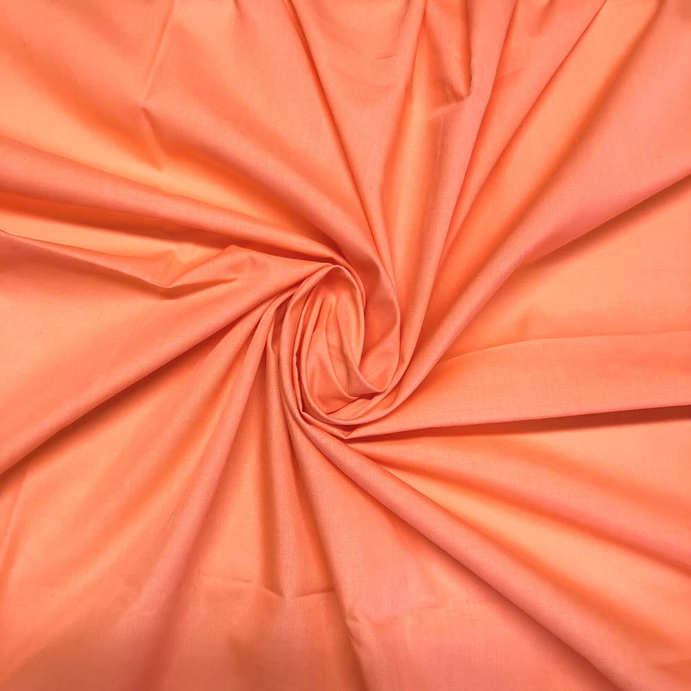 Plain Polycotton Fabric 60+ Colours Poly Cotton Dress Craft Sold Per Meter (Mango 42)