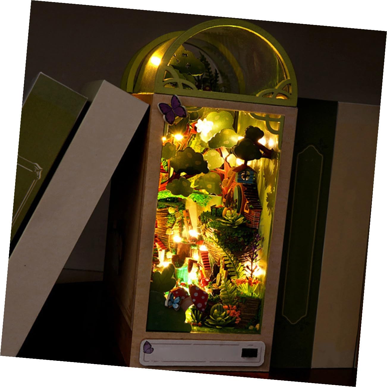 Totority Wooden Miniature House Kit DIY Assembly Forest Scene Unfinished Model Vintage Safe Creative