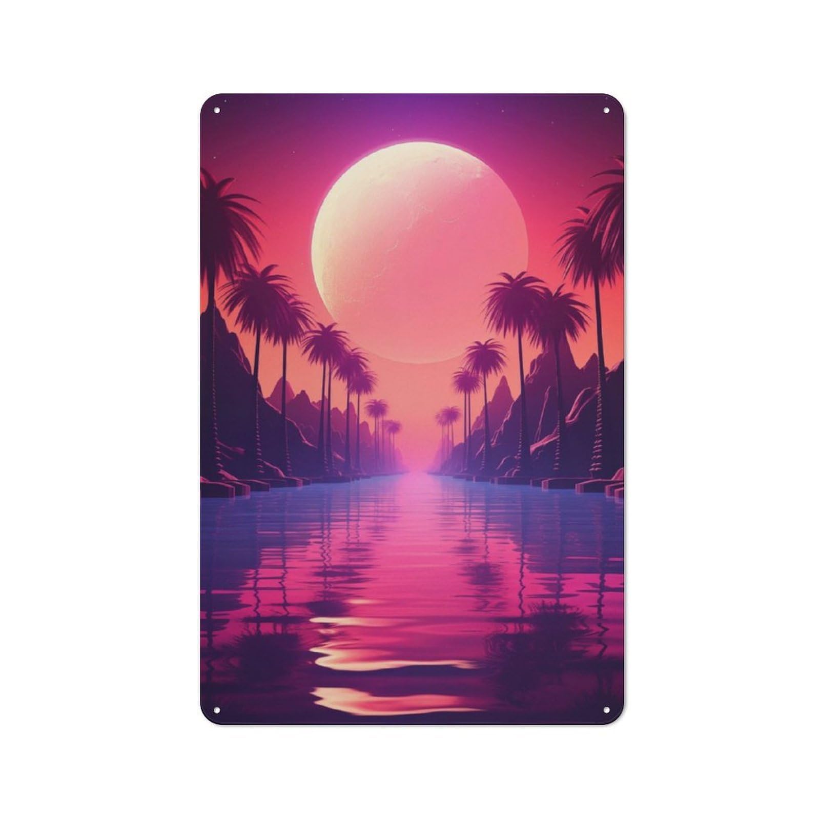 Junmoney Futuristic Synthwave Retro Tin Sign 30X20cm For Workshop Wall, For Collectors Of Retro Metal Wall Decor