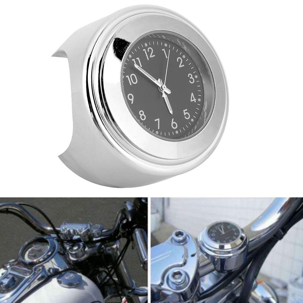 22 25mm Uniwersalny Motocykl, Kierownica Zegar Metalowy Zegar Motocyklowy Uchwyt na kierownicę Uchwyt na rękę Bar Dial Zegarek (czarna tarcza) Zegarek (czarny) (Czarny)