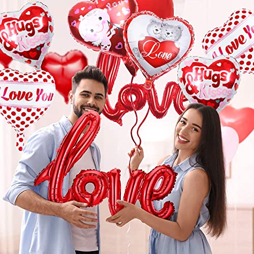 20 Pcs I Love You Balloons Heart Balloons Mylar 18 Inches Valentines Day Balloons For Romantic Decorations Sweetest Day Special Night Party Supplies #TOP3